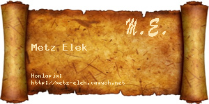 Metz Elek névjegykártya